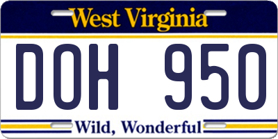 WV license plate DOH950