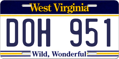 WV license plate DOH951