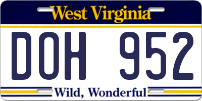 WV license plate DOH952