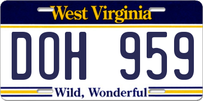 WV license plate DOH959