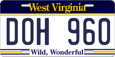 WV license plate DOH960