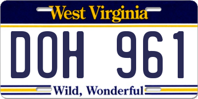 WV license plate DOH961