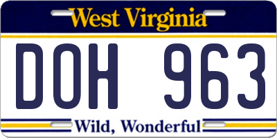 WV license plate DOH963
