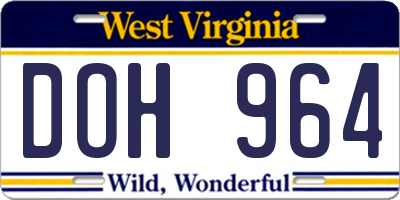 WV license plate DOH964