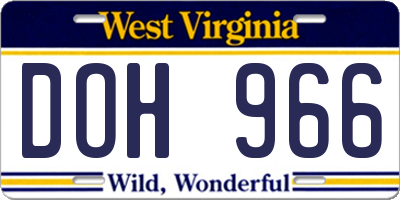 WV license plate DOH966