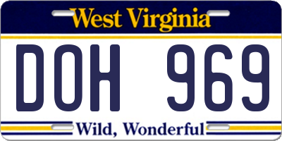 WV license plate DOH969