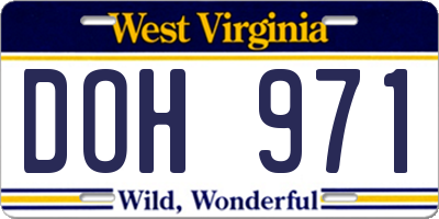 WV license plate DOH971