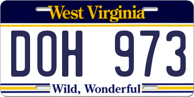 WV license plate DOH973