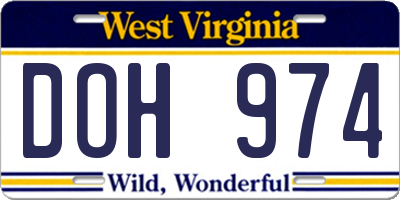 WV license plate DOH974