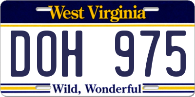 WV license plate DOH975