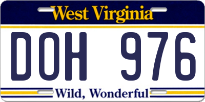 WV license plate DOH976