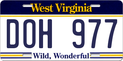 WV license plate DOH977