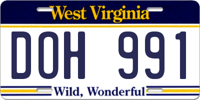 WV license plate DOH991