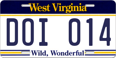WV license plate DOI014
