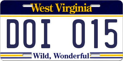 WV license plate DOI015