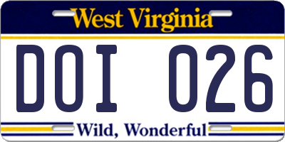 WV license plate DOI026