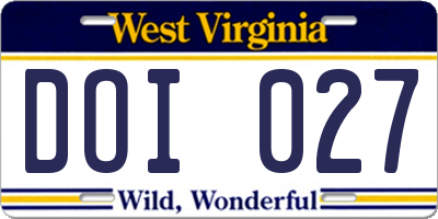 WV license plate DOI027