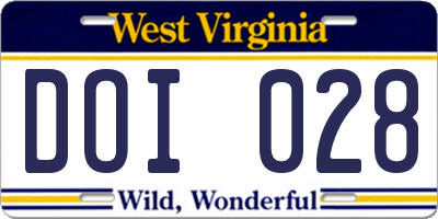 WV license plate DOI028