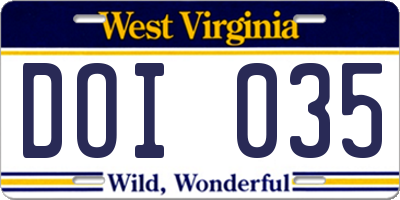 WV license plate DOI035