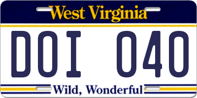 WV license plate DOI040