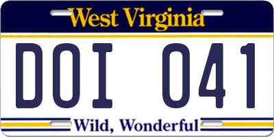 WV license plate DOI041