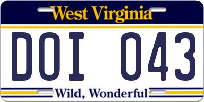 WV license plate DOI043
