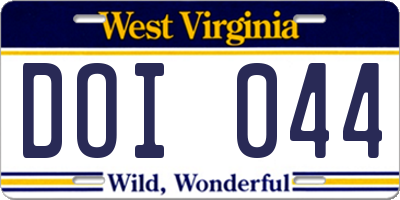 WV license plate DOI044