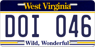 WV license plate DOI046