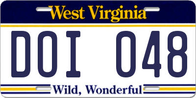 WV license plate DOI048