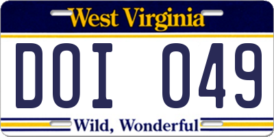 WV license plate DOI049