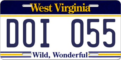 WV license plate DOI055