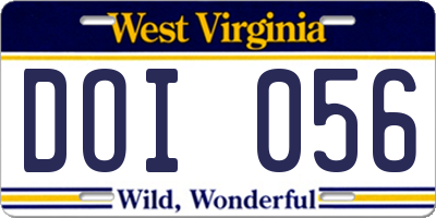WV license plate DOI056