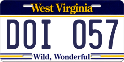 WV license plate DOI057