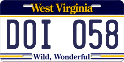 WV license plate DOI058