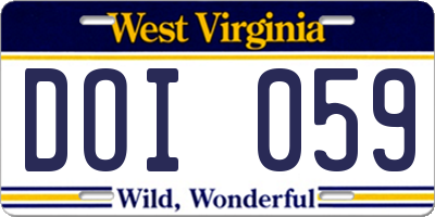 WV license plate DOI059