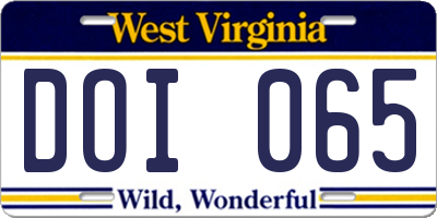 WV license plate DOI065