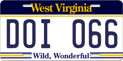 WV license plate DOI066