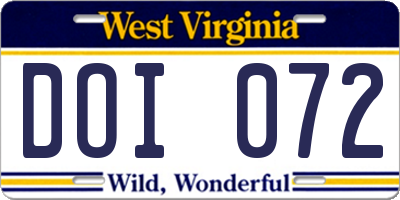 WV license plate DOI072