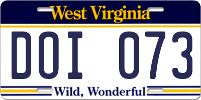 WV license plate DOI073