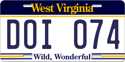 WV license plate DOI074