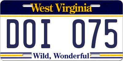 WV license plate DOI075