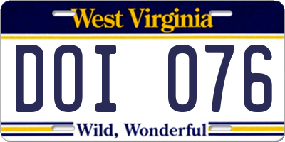 WV license plate DOI076