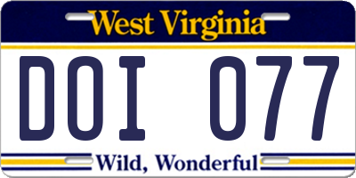 WV license plate DOI077