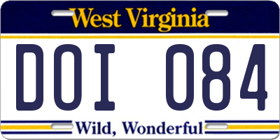 WV license plate DOI084