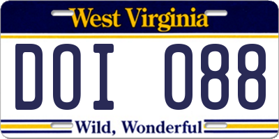 WV license plate DOI088