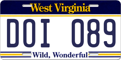 WV license plate DOI089