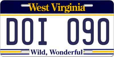 WV license plate DOI090