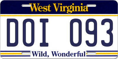 WV license plate DOI093