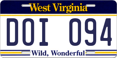 WV license plate DOI094