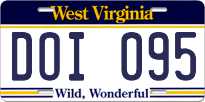 WV license plate DOI095